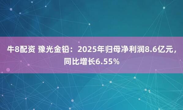 牛8配资 豫光金铅：2025年归母净利润8.6亿元，同比增长6.55%